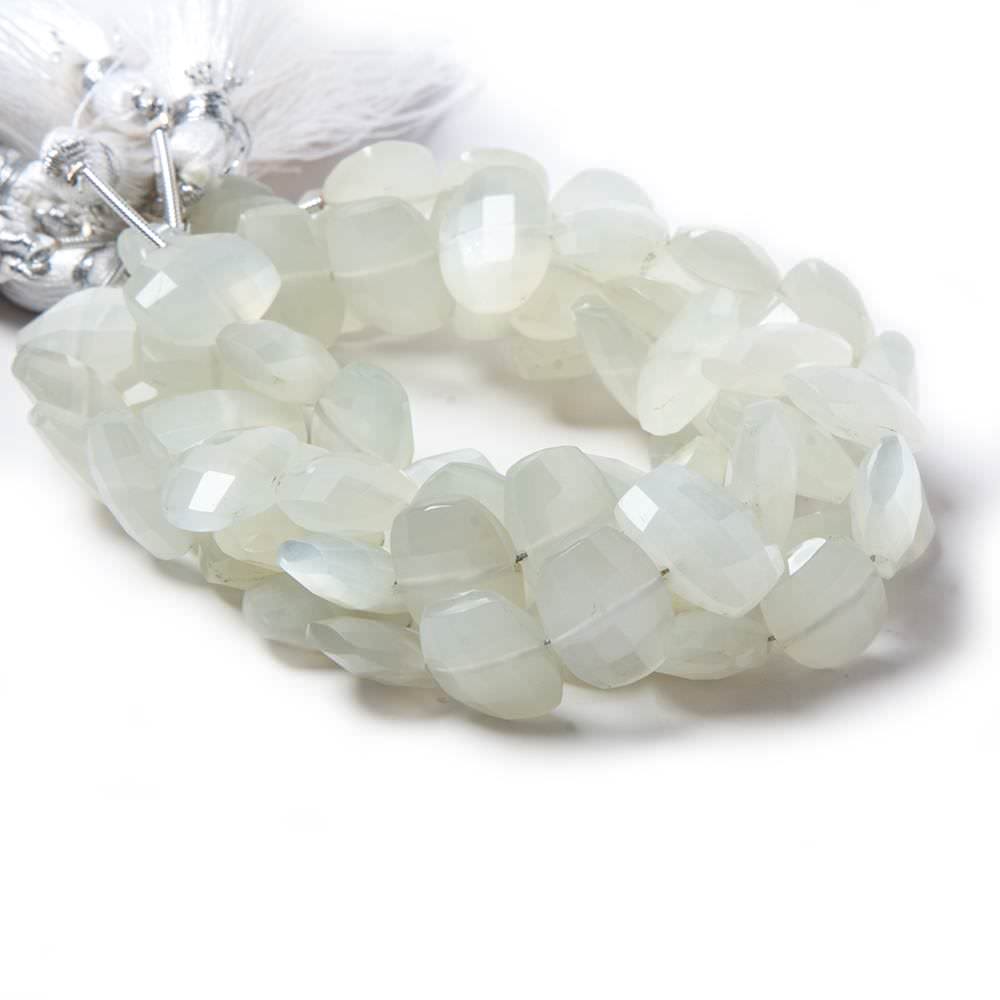 13x10mm Off White Moonstone side drilled Faceted Cushions 7 inch 17 Beads