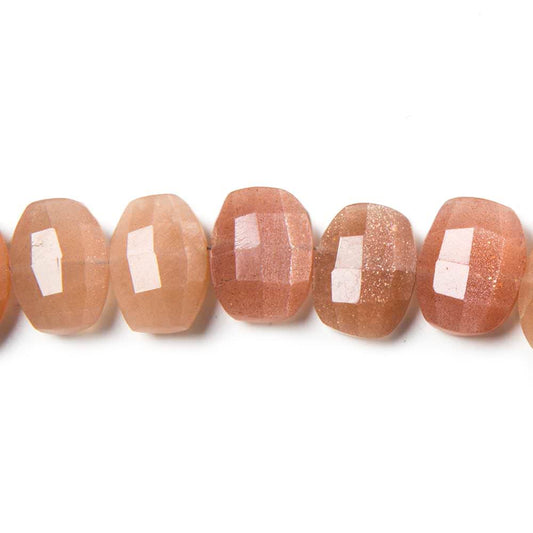13x10mm Peach Moonstone side drilled Faceted Cushion Beads 7 inch 18 pieces