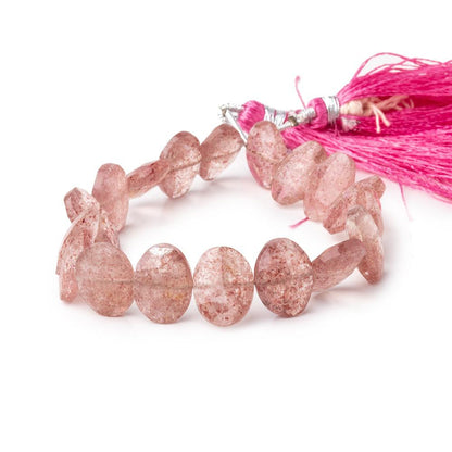 13x10mm Strawberry Quartz side drilled Faceted Cushions 7 inch 17 Beads