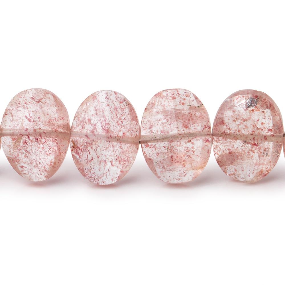 13x10mm Strawberry Quartz side drilled Faceted Cushions 7 inch 17 Beads