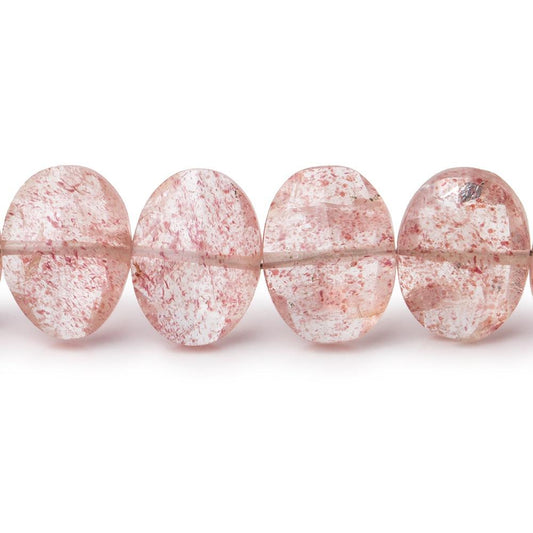 13x10mm Strawberry Quartz side drilled Faceted Cushions 7 inch 17 Beads