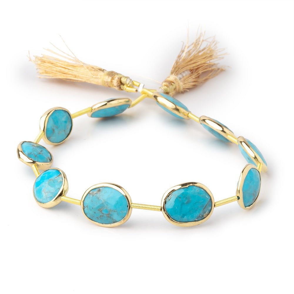 13x10mm Vermeil Bezel Turquoise Howlite Faceted Nugget Beads 8 inch 10 pieces