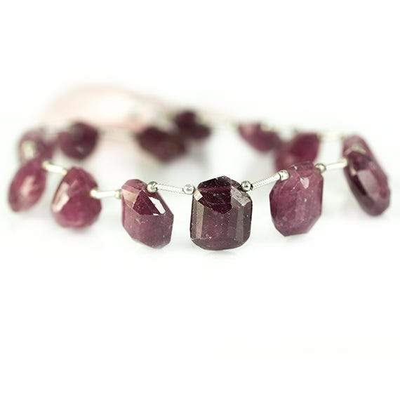 13x11-15x11mm Ruby top drilled faceted nugget Beads 8.5 inch 13 pieces