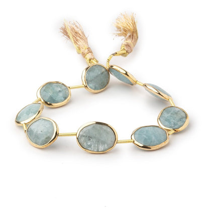 13x11-15x12mm Vermeil Bezel Aquamarine Faceted Nugget Beads 7 inch 9 pieces