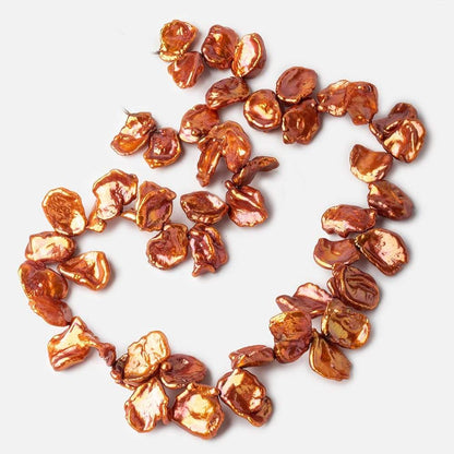 13x11-15x14mm Flaming Hot Orange Keshi Freshwater Pearls 16 inch 55 pieces