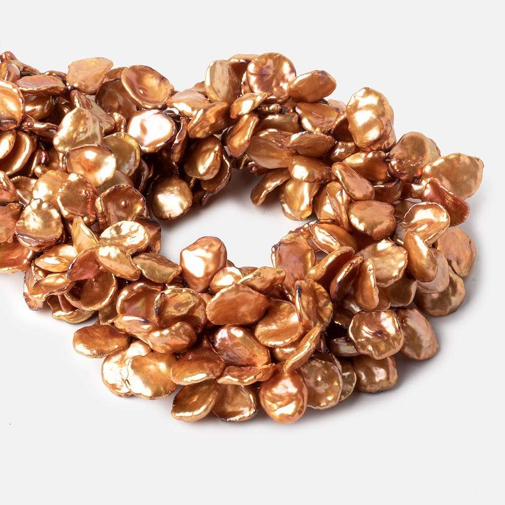 13x11-15x14mm Spice Orange Keshi Freshwater Pearls 16 inch 65 pieces