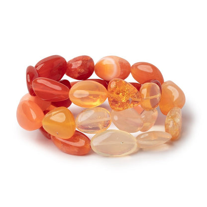 13x11-21x9mm Mexican Fire Opal Plain Nuggets 17 inch 29 Beads