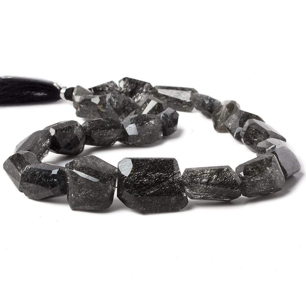 13x11mm - 23x19mm Black Tourmalinated Quartz faceted nugget Beads 15 inch 24 pcs A