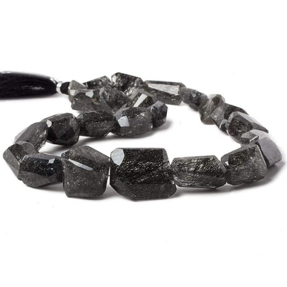 13x11mm - 23x19mm Black Tourmalinated Quartz faceted nugget Beads 15 inch 24 pcs A