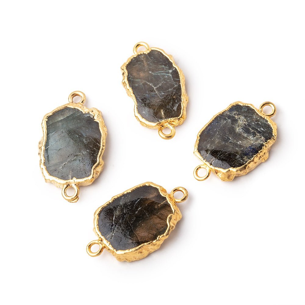 13x11mm Gold Leafed Labradorite Slice Connector 1 piece