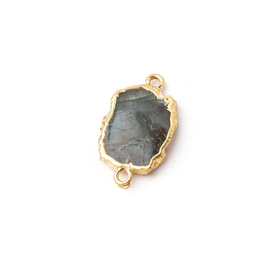 13x11mm Gold Leafed Labradorite Slice Connector 1 piece