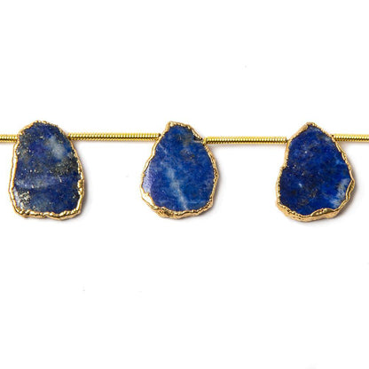 13x11mm to 15x12mm Gold Leafed Lapis Top Drilled Slices 8 inch 10 pieces