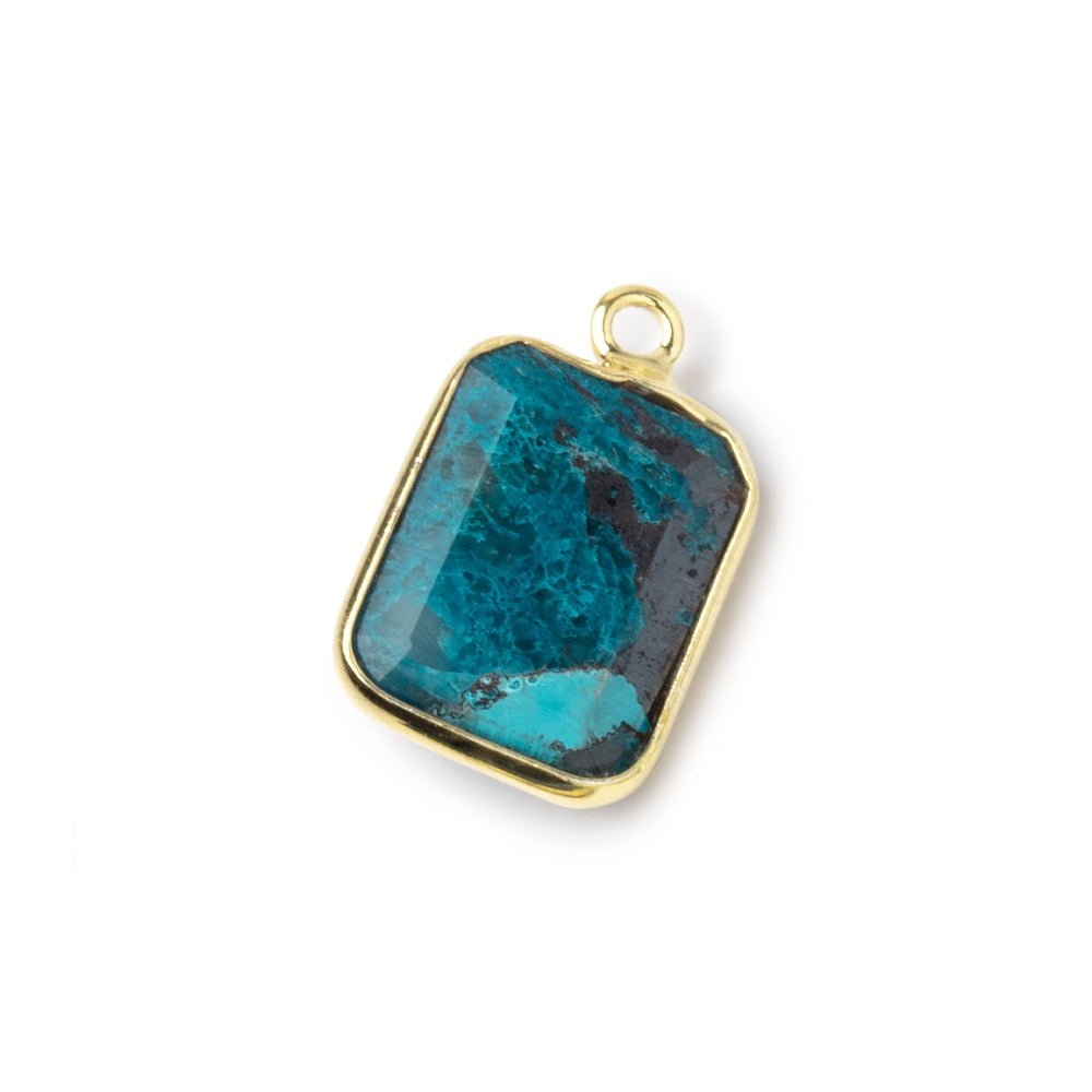 13x11mm Vermeil Bezel Chrysocolla Rectangle Pendant 1 piece