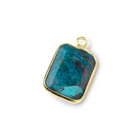 13x11mm Vermeil Bezel Chrysocolla Rectangle Pendant 1 piece