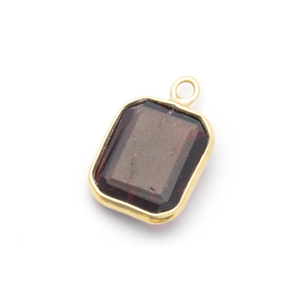13x11mm Vermeil Bezel Garnet Rectangle Pendant 1 piece