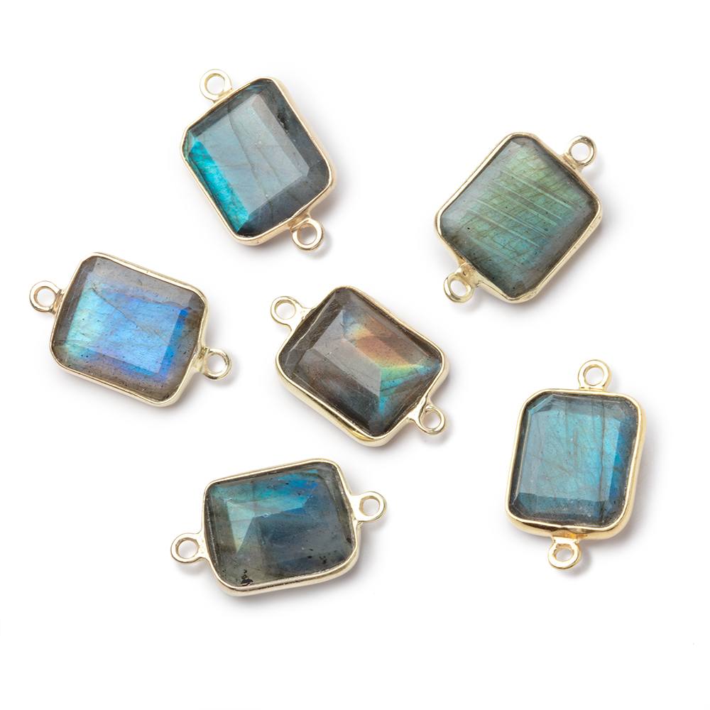 13x11mm Vermeil Bezel Labradorite Rectangle Connector 1 piece