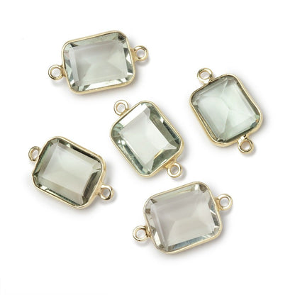 13x11mm Vermeil Bezel Prasiolite Rectangle Connector 1 piece