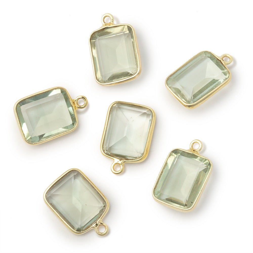 13x11mm Vermeil Bezel Prasiolite Rectangle Pendant 1 piece