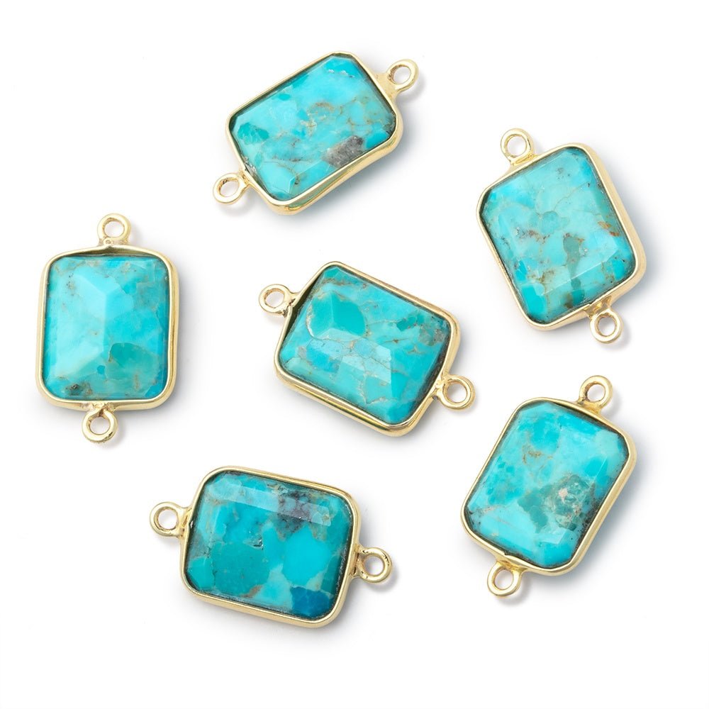 13x11mm Vermeil Bezel Turquoise Howlite Rectangle 1 Connector