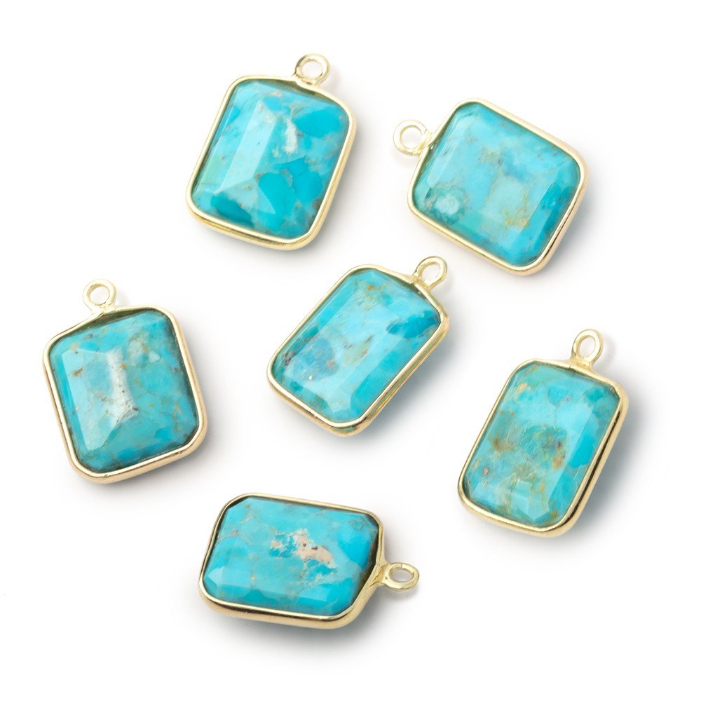 13x11mm Vermeil Bezel Turquoise Howlite Rectangle 1 Pendant