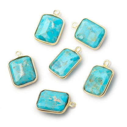 13x11mm Vermeil Bezel Turquoise Howlite Rectangle 1 Pendant