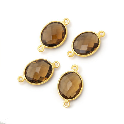 13x11mm Vermeil Bezel Whiskey Quartz Faceted Oval Connector 1 focal piece