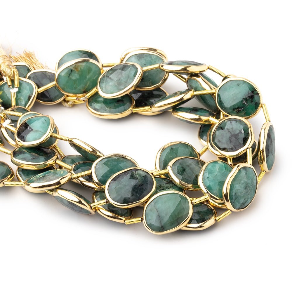 13x10mm Vermeil Bezel Emerald Faceted Nugget Beads 7 inch 10 pieces