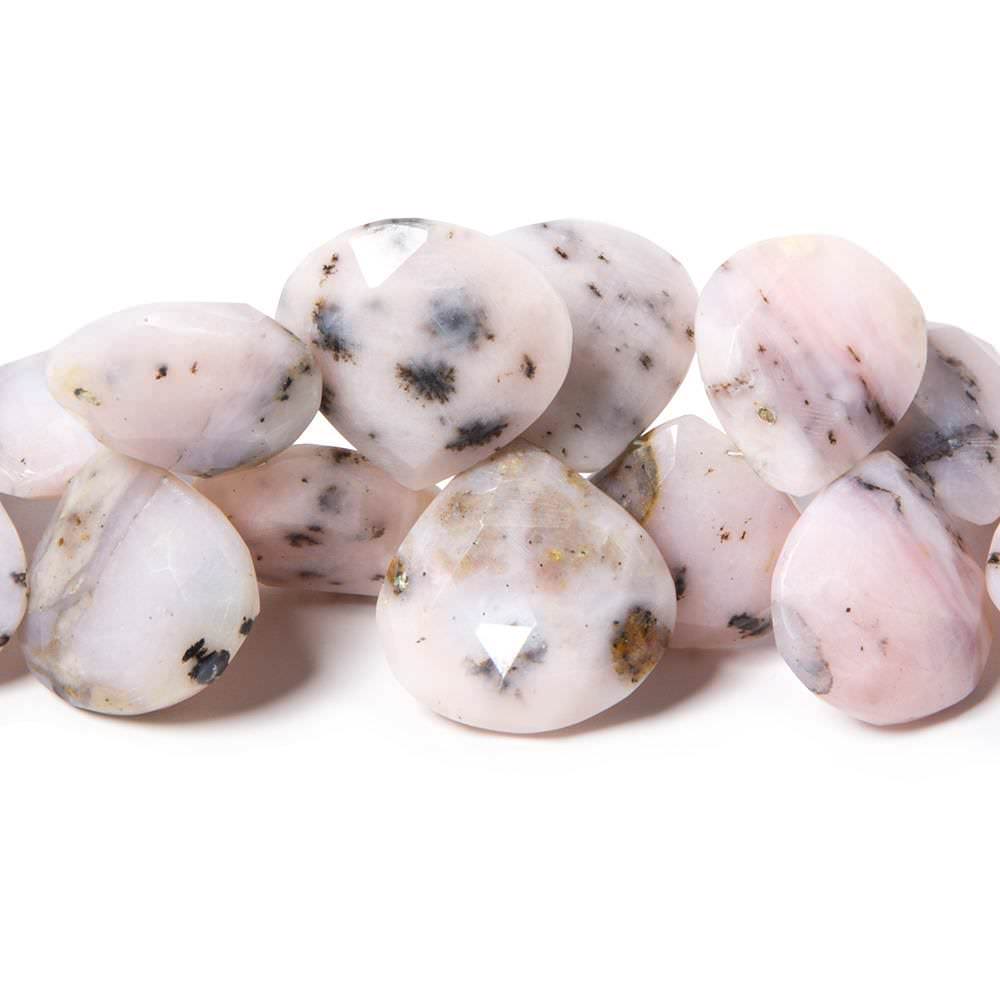 13x12-20x20mm Dendritic Pink Peruvian Opal faceted hearts 9.25 inch 32 beads