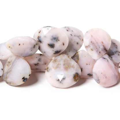 13x12-20x20mm Dendritic Pink Peruvian Opal faceted hearts 9.25 inch 32 beads