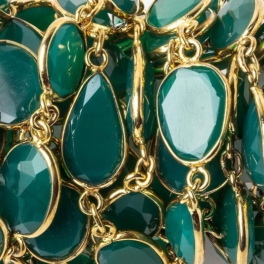 13x13-15x12mm Vermeil Bezel Green Onyx Nugget Vermeil Chain by the foot 14 pcs