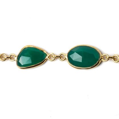 13x13-15x12mm Vermeil Bezel Green Onyx Nugget Vermeil Chain by the foot 14 pcs