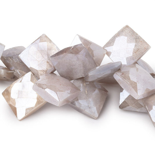 13-16mm Mystic Cream Moonstone Corner Drilled Faceted Squares 8 inch 35 beads