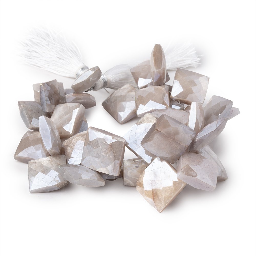13-16mm Mystic Cream Moonstone Corner Drilled Faceted Squares 8 inch 35 beads
