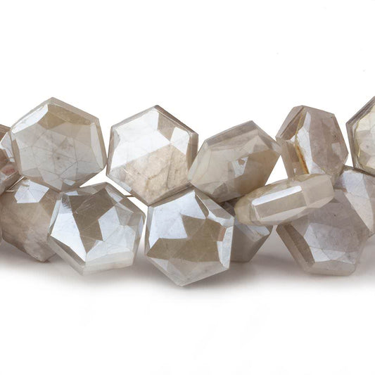 13x13-16x16mm Mystic Platinum Grey Brown Moonstone Faceted Hexagonals 8 inch 32 pcs