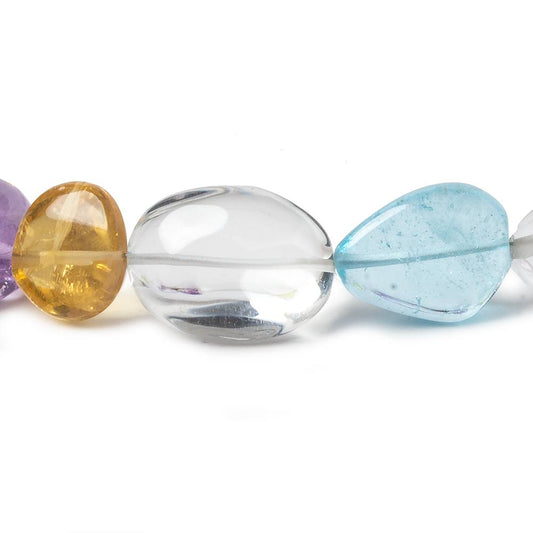 13x13-29x13mm Multi-Gemstone plain nugget beads 16 inch 21 pieces A