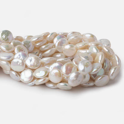 13x13.5-13x15mm Rose' White Coin Freshwater Pearls 16 inch 29 pieces