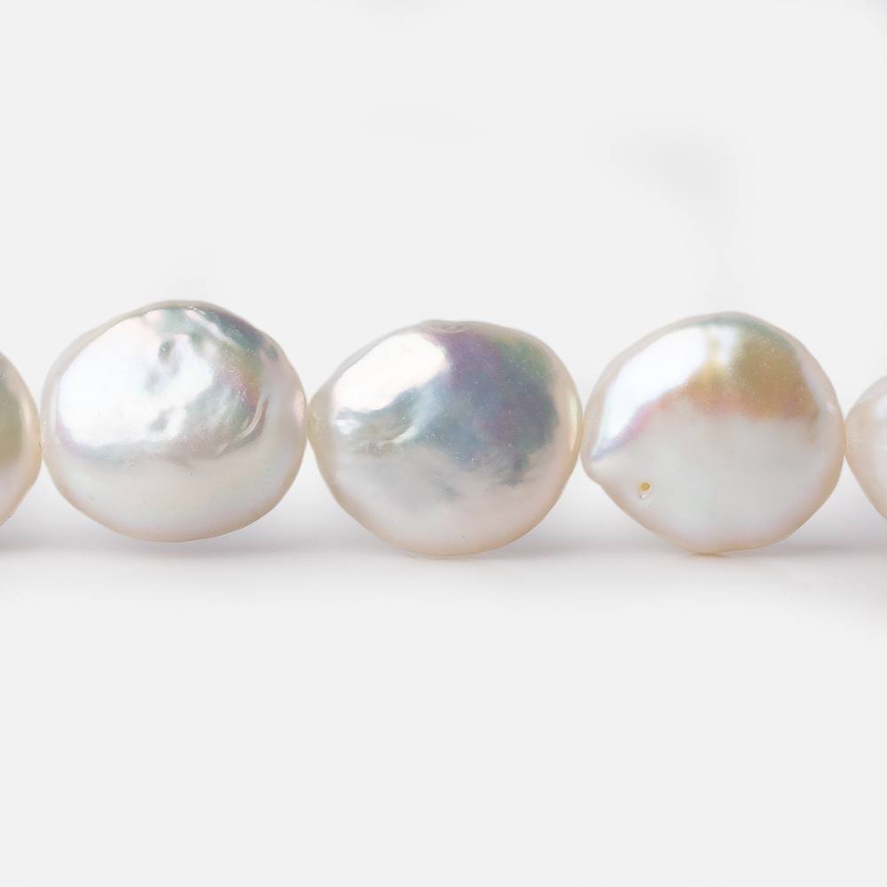 13x13.5-13x15mm Rose' White Coin Freshwater Pearls 16 inch 29 pieces