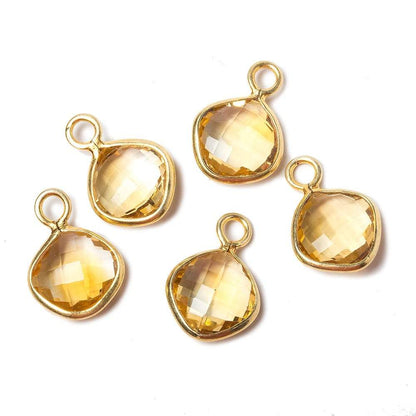 13x13mm Citrine Faceted Pillow Vermeil Pendant
