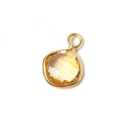 13x13mm Citrine Faceted Pillow Vermeil Pendant