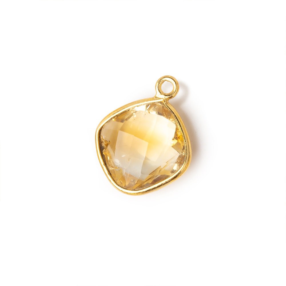 13x13mm Citrine Faceted Pillow Vermeil Pendant