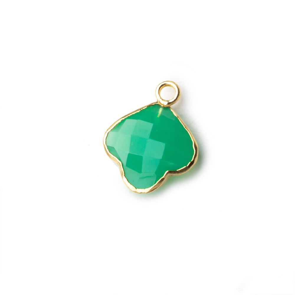 13x13mm Gold Leafed Green Onyx Faceted Trillium Flower Focal Bead Pendant sold as 1 piece
