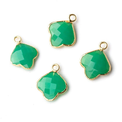 13x13mm Gold Leafed Green Onyx Faceted Trillium Flower Focal Bead Pendant sold as 1 piece