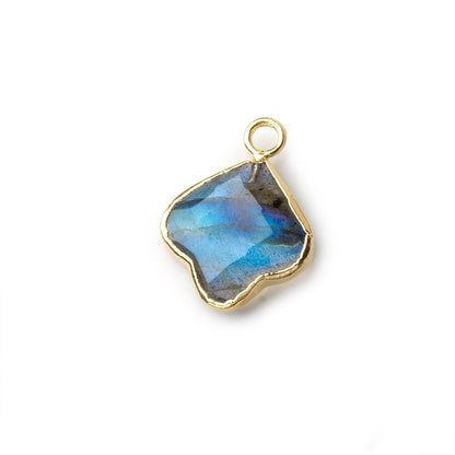 13x13mm Gold Leafed Labradorite Faceted Trillium Flower Focal Bead Pendant sold as 1 piece