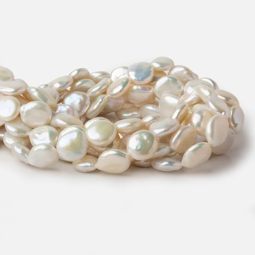 13x15-13.5x16mm White with Rose' overtone Coin Freshwater Pearls 16 inch 26 pcs A