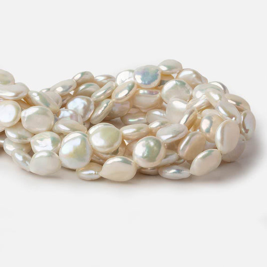 13x15-13.5x16mm White with Rose' overtone Coin Freshwater Pearls 16 inch 26 pcs A