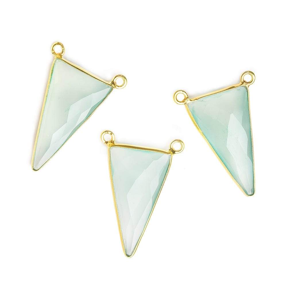 23.5x13mm Vermeil Bezel Sea Green Chalcedony Triangle Connector 1 piece
