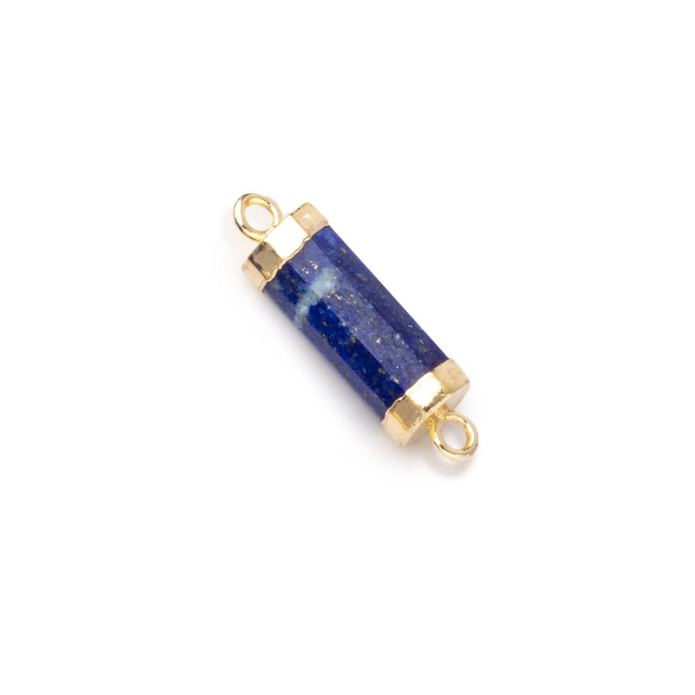 13x5mm Gold Leafed Lapis Lazuli faceted barrel tube Connector 1 piece
