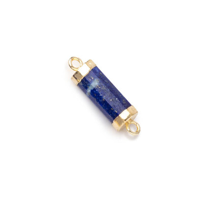 13x5mm Gold Leafed Lapis Lazuli faceted barrel tube Connector 1 piece