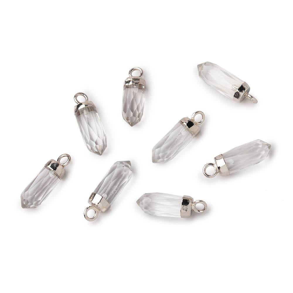 16x5mm Silver Leafed Crystal Quartz Spike Focal Pendant 1 piece