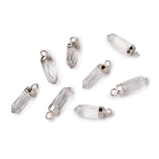 16x5mm Silver Leafed Crystal Quartz Spike Focal Pendant 1 piece